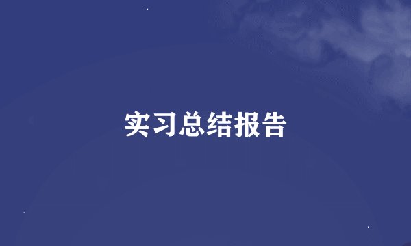 实习总结报告