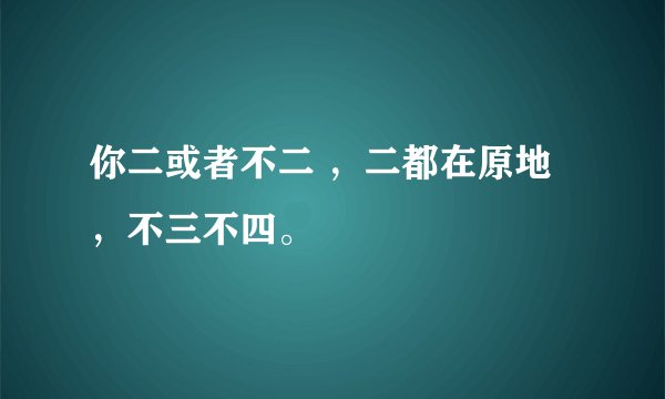 你二或者不二 ，二都在原地 ，不三不四。
