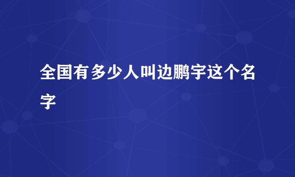 全国有多少人叫边鹏宇这个名字