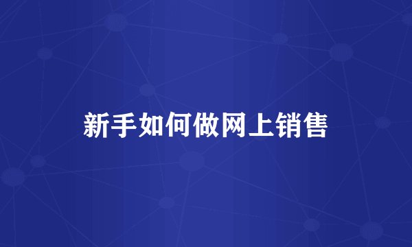 新手如何做网上销售
