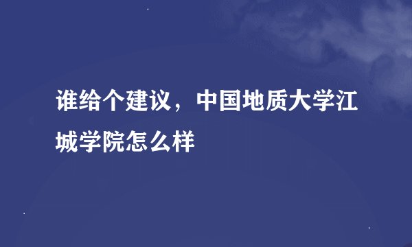 谁给个建议，中国地质大学江城学院怎么样