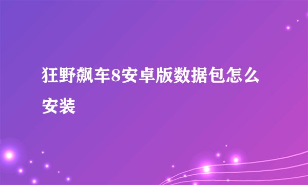 狂野飙车8安卓版数据包怎么安装