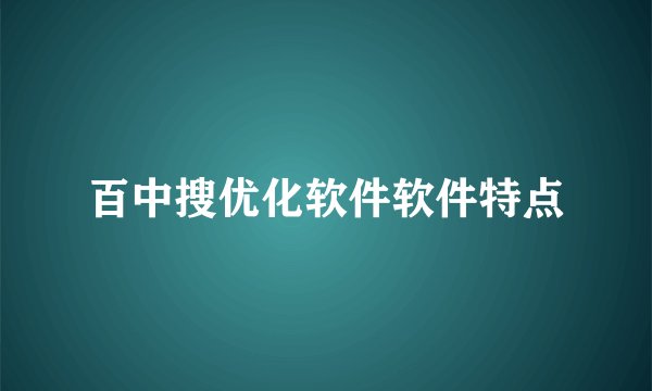 百中搜优化软件软件特点