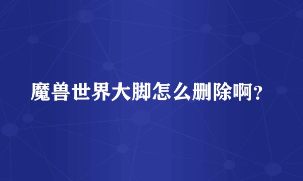 魔兽世界大脚怎么删除啊?
