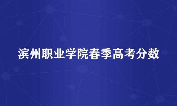 滨州职业学院春季高考分数
