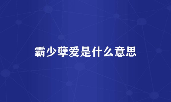 霸少孽爱是什么意思