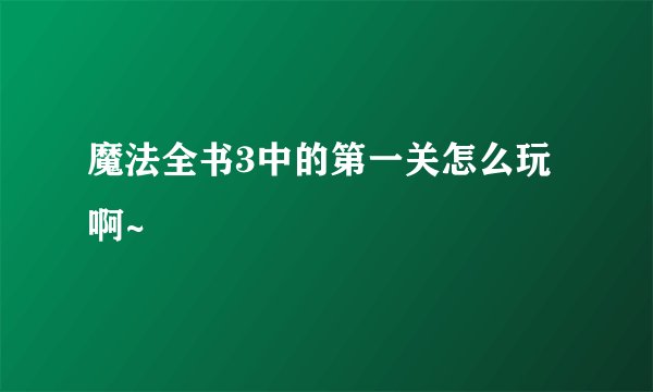 魔法全书3中的第一关怎么玩啊~