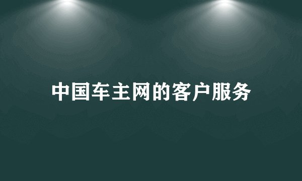 中国车主网的客户服务