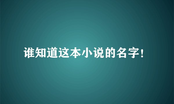 谁知道这本小说的名字！