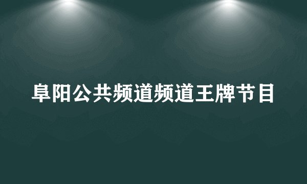 阜阳公共频道频道王牌节目