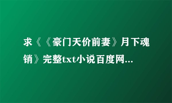 求《《豪门天价前妻》月下魂销》完整txt小说百度网盘下载链接