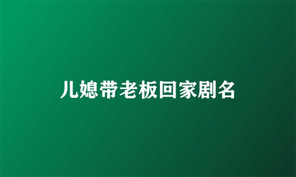 儿媳带老板回家剧名