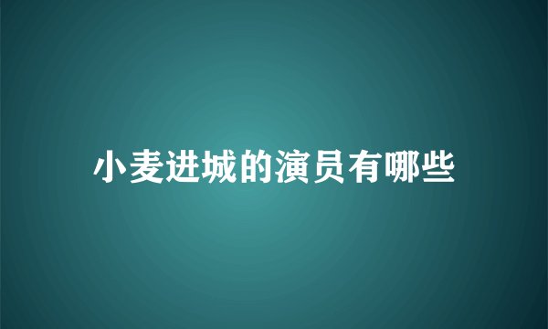 小麦进城的演员有哪些