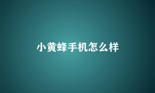 小黄蜂手机怎么样