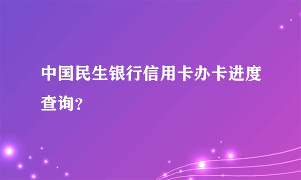 中国民生银行信用卡办卡进度查询？