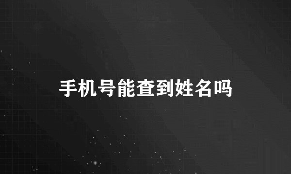 手机号能查到姓名吗