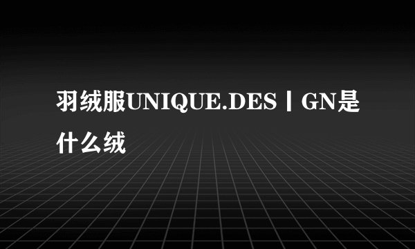 羽绒服UNIQUE.DES丨GN是什么绒