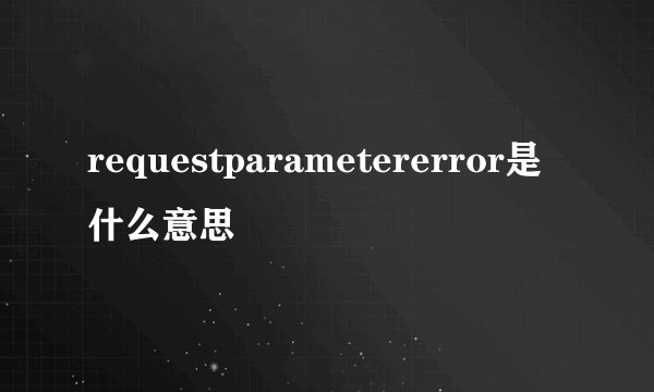 requestparametererror是什么意思