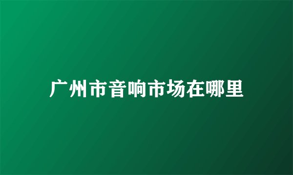 广州市音响市场在哪里