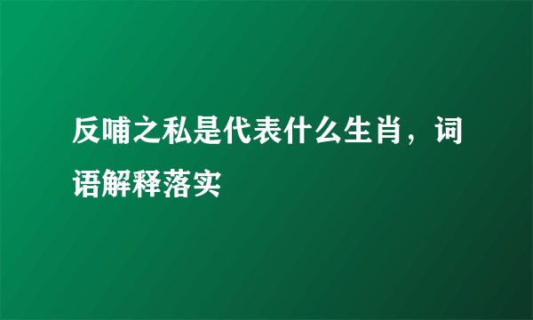 反哺之私是代表什么生肖，词语解释落实