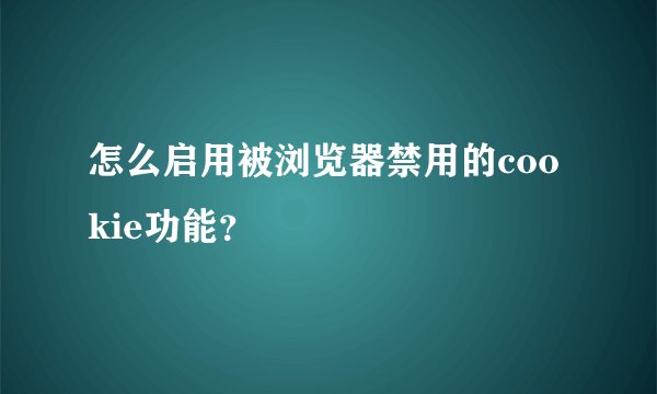 怎么启用被浏览器禁用的cookie功能？