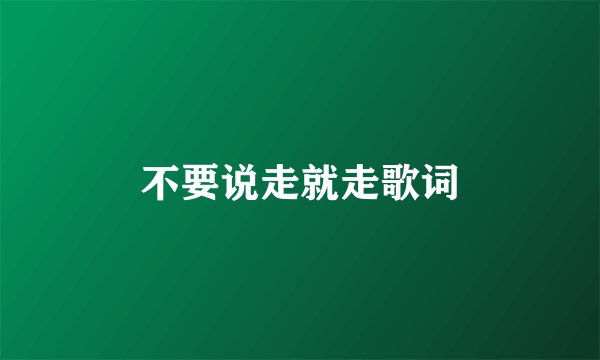 不要说走就走歌词
