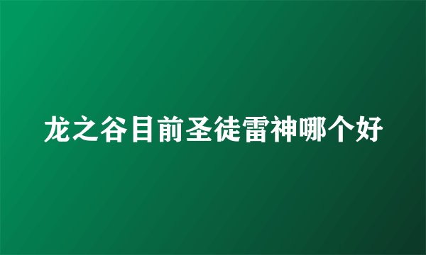 龙之谷目前圣徒雷神哪个好