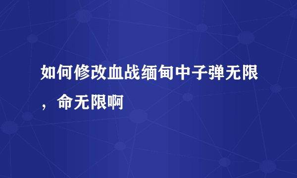 如何修改血战缅甸中子弹无限，命无限啊