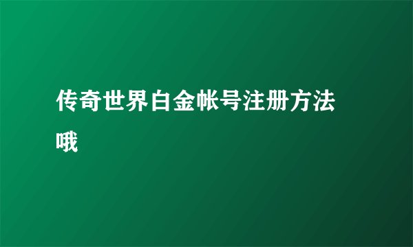 传奇世界白金帐号注册方法 哦