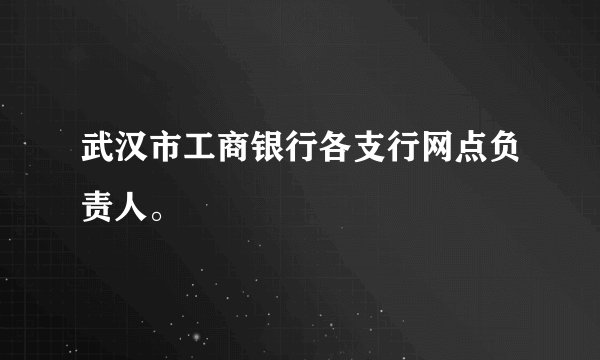 武汉市工商银行各支行网点负责人。