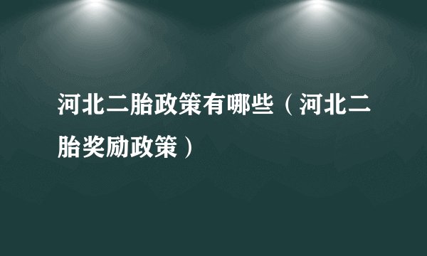 河北二胎政策有哪些（河北二胎奖励政策）
