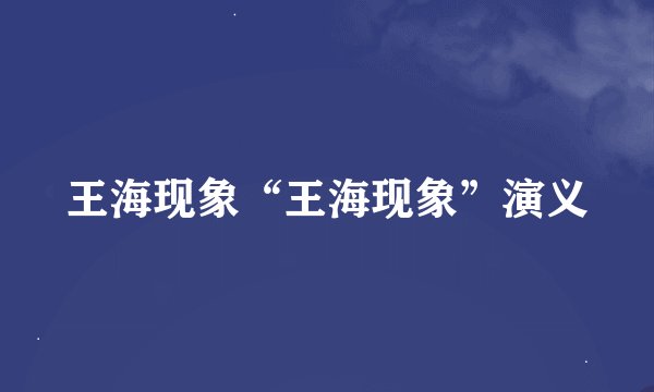 王海现象“王海现象”演义