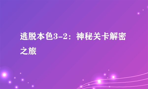 逃脱本色3-2：神秘关卡解密之旅