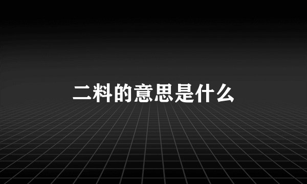 二料的意思是什么