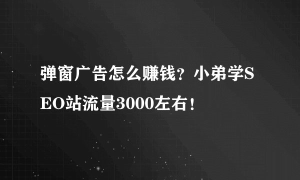 弹窗广告怎么赚钱？小弟学SEO站流量3000左右！