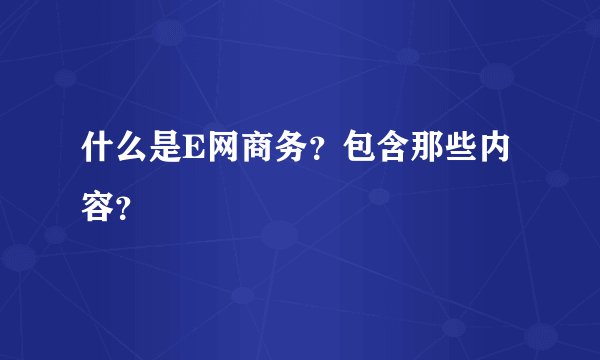 什么是E网商务?包含那些内容?