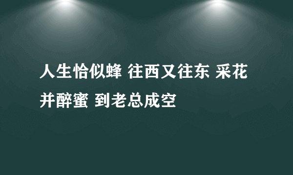人生恰似蜂 往西又往东 采花并醉蜜 到老总成空