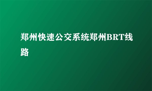 郑州快速公交系统郑州BRT线路
