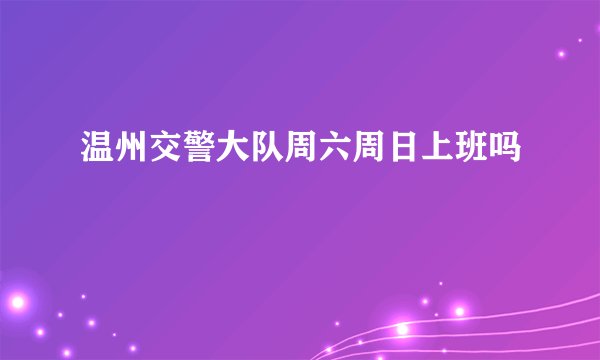 温州交警大队周六周日上班吗