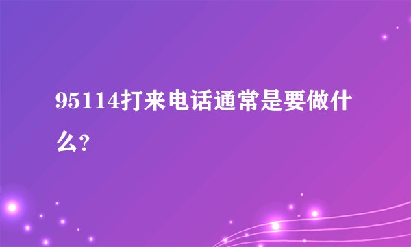 95114打来电话通常是要做什么？