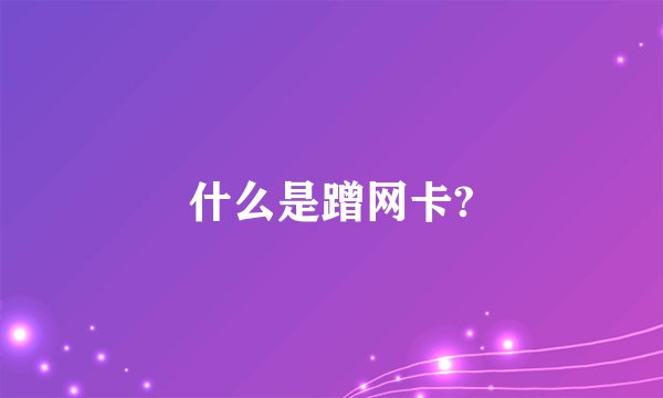 什么是蹭网卡?