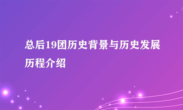 总后19团历史背景与历史发展历程介绍