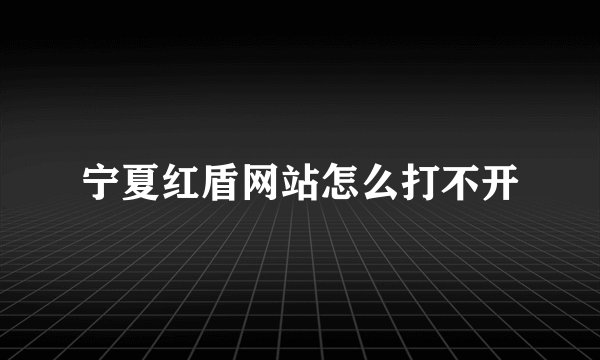 宁夏红盾网站怎么打不开