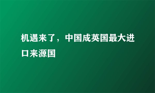 机遇来了，中国成英国最大进口来源国