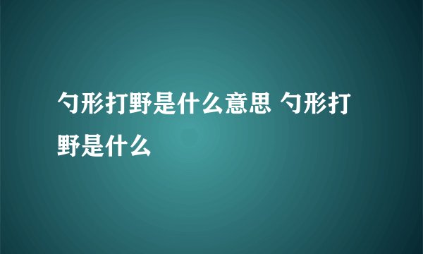 勺形打野是什么意思 勺形打野是什么