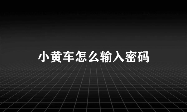 小黄车怎么输入密码