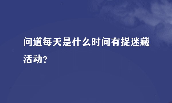 问道每天是什么时间有捉迷藏活动?