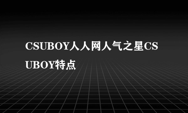CSUBOY人人网人气之星CSUBOY特点