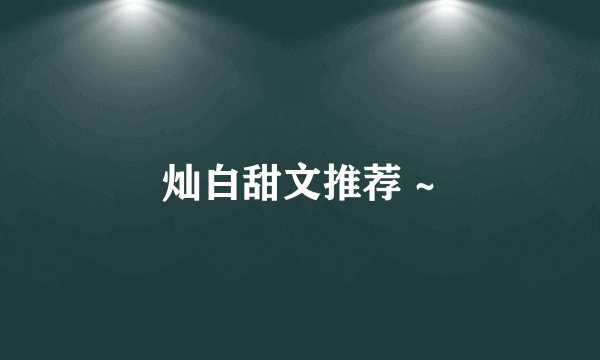 灿白甜文推荐 ~