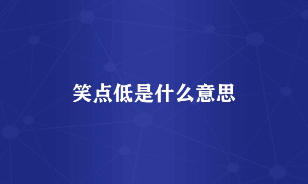笑点低是什么意思